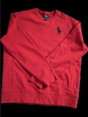 Polo by Ralph Lauren Red Crewneck Sweatshirt with Black Pony Logo